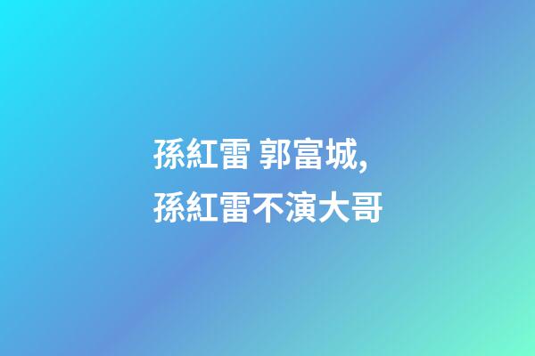 孫紅雷 郭富城,孫紅雷不演大哥-第1張-觀點-玄機派